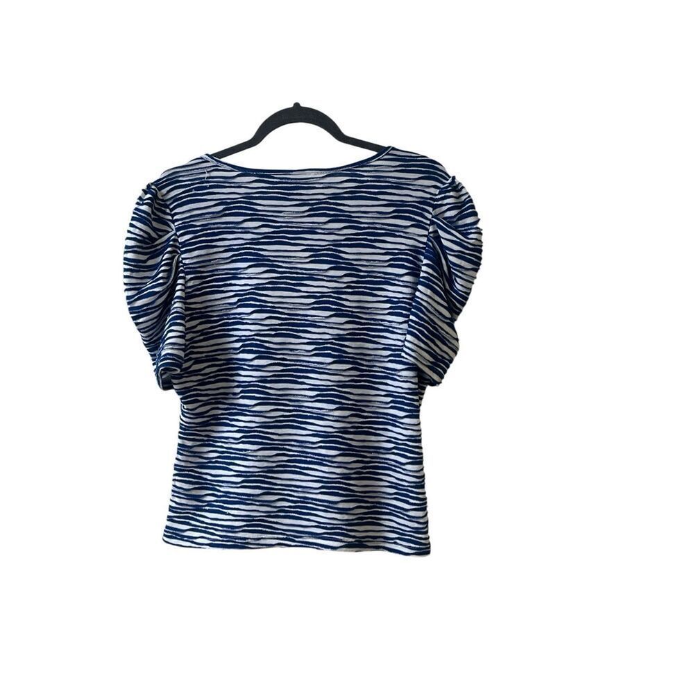 Anthropologie top by Maeve peek-a-boo front blue & white sz large - Picture 3 of 4